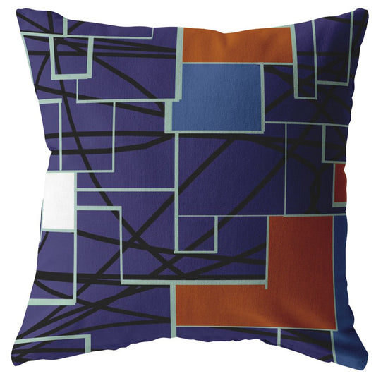 16" Navy Puzzle Piece Indoor Outdoor Throw Pillow