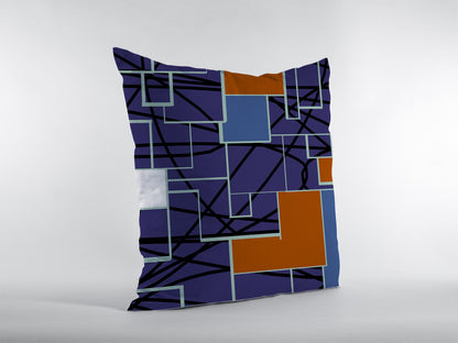 16" Navy Puzzle Piece Indoor Outdoor Throw Pillow