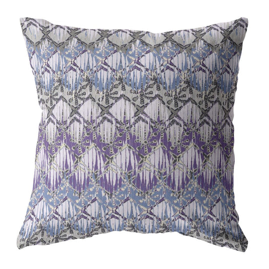 16” Purple Gray Hatch Indoor Outdoor Throw Pillow