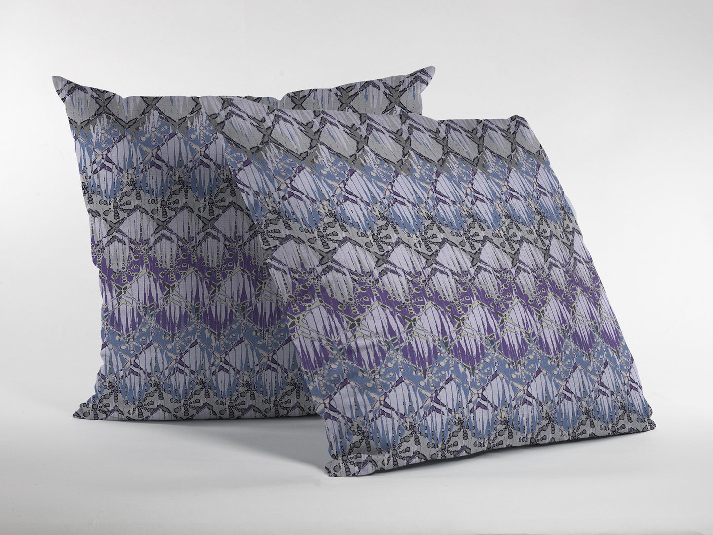 16” Purple Gray Hatch Indoor Outdoor Throw Pillow