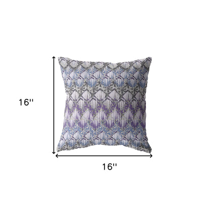 16” Purple Gray Hatch Indoor Outdoor Throw Pillow