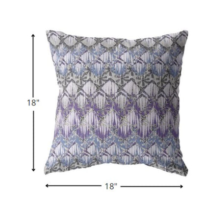 18” Purple Gray Hatch Indoor Outdoor Throw Pillow