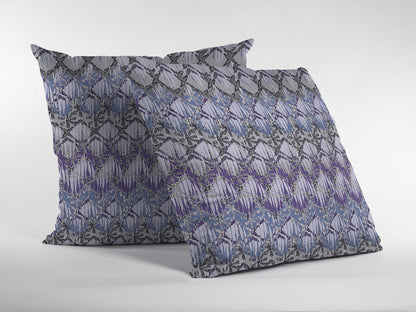 18” Purple Gray Hatch Indoor Outdoor Throw Pillow