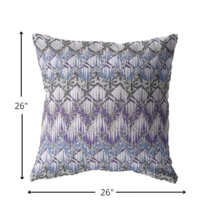 18” Purple Gray Hatch Indoor Outdoor Throw Pillow