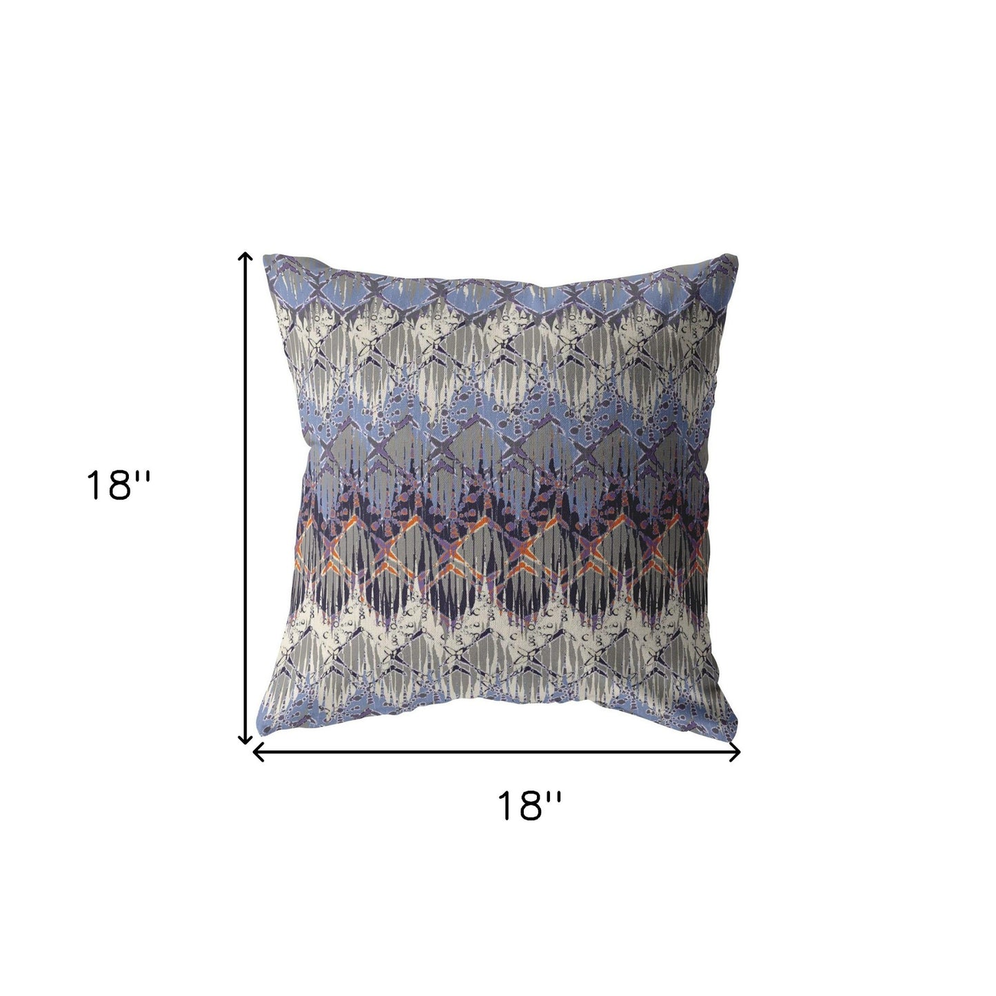 18” Blue Gray Hatch Indoor Outdoor Throw Pillow