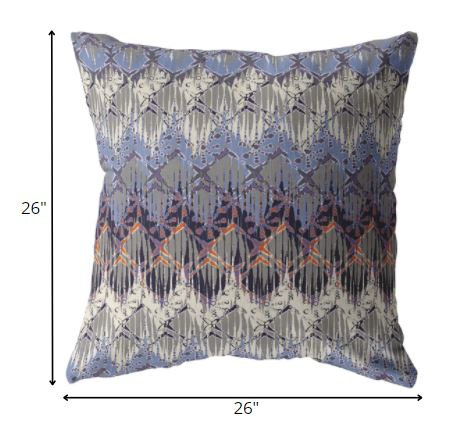 18” Blue Gray Hatch Indoor Outdoor Throw Pillow