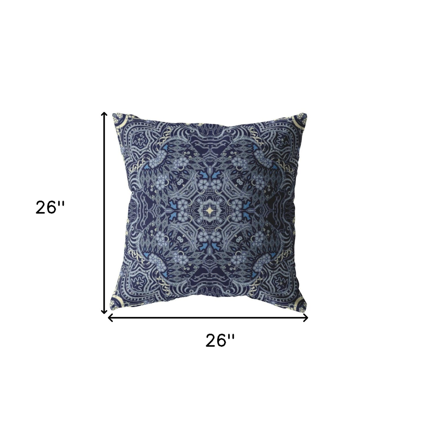 18” Indigo Boho Ornate Indoor Outdoor Throw Pillow