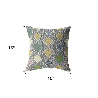 16” Gray Gold Ogee Indoor Outdoor Throw Pillow