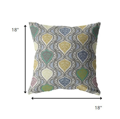 18” Gray Gold Ogee Indoor Outdoor Throw Pillow