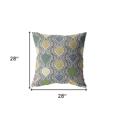 18” Gray Gold Ogee Indoor Outdoor Throw Pillow