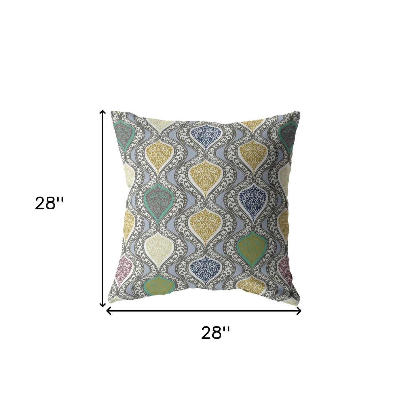 18” Gray Gold Ogee Indoor Outdoor Throw Pillow