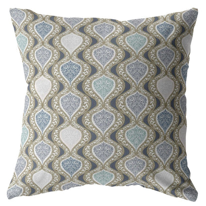 16” Gray Ogee Indoor Outdoor Throw Pillow