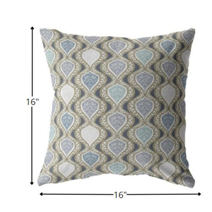 16” Gray Ogee Indoor Outdoor Throw Pillow