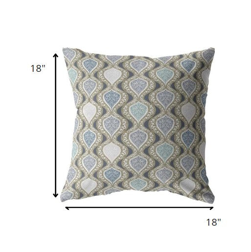 18” Gray Ogee Indoor Outdoor Throw Pillow