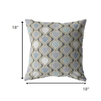 18” Gray Ogee Indoor Outdoor Throw Pillow