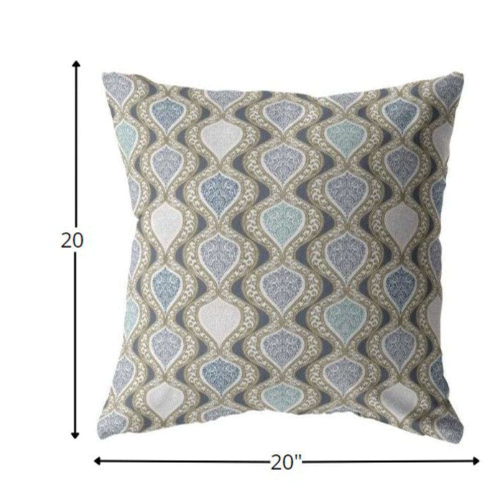 18” Gray Ogee Indoor Outdoor Throw Pillow