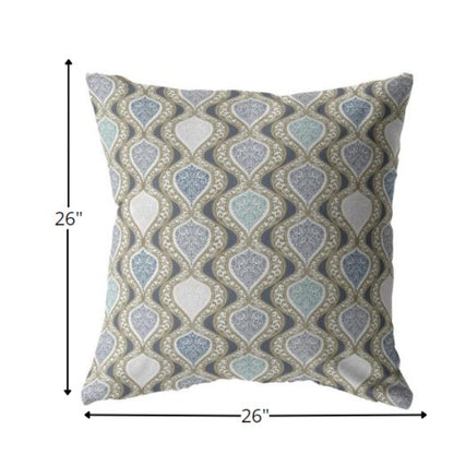 18” Gray Ogee Indoor Outdoor Throw Pillow