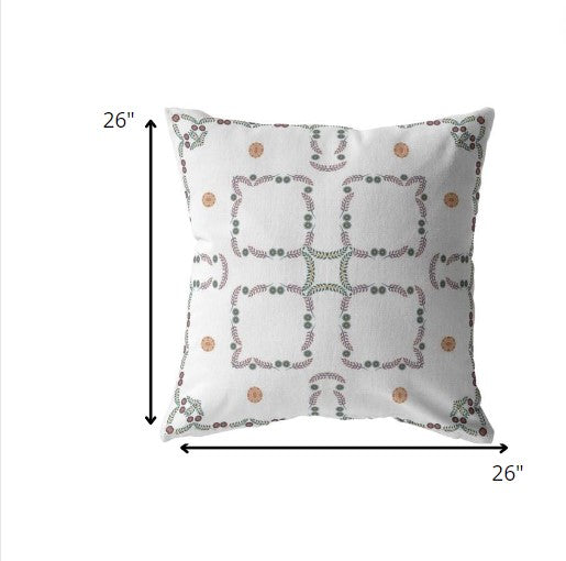 18” White Floral Indoor Outdoor Throw Pillow