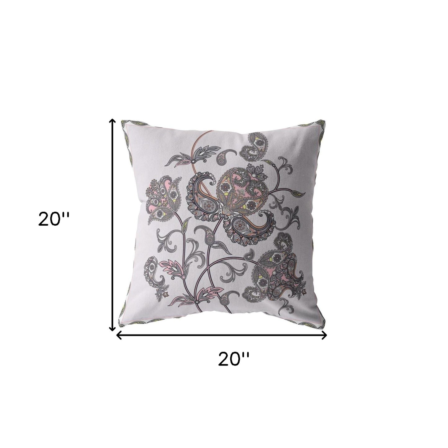 18” Gray White Wildflower Indoor Outdoor Throw Pillow