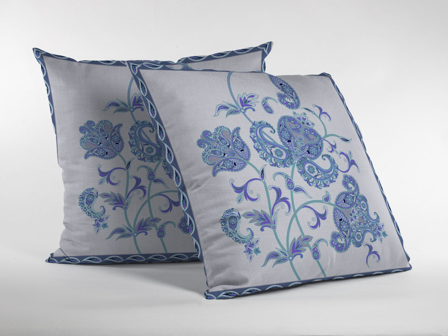 16” Blue White Wildflower Indoor Outdoor Throw Pillow