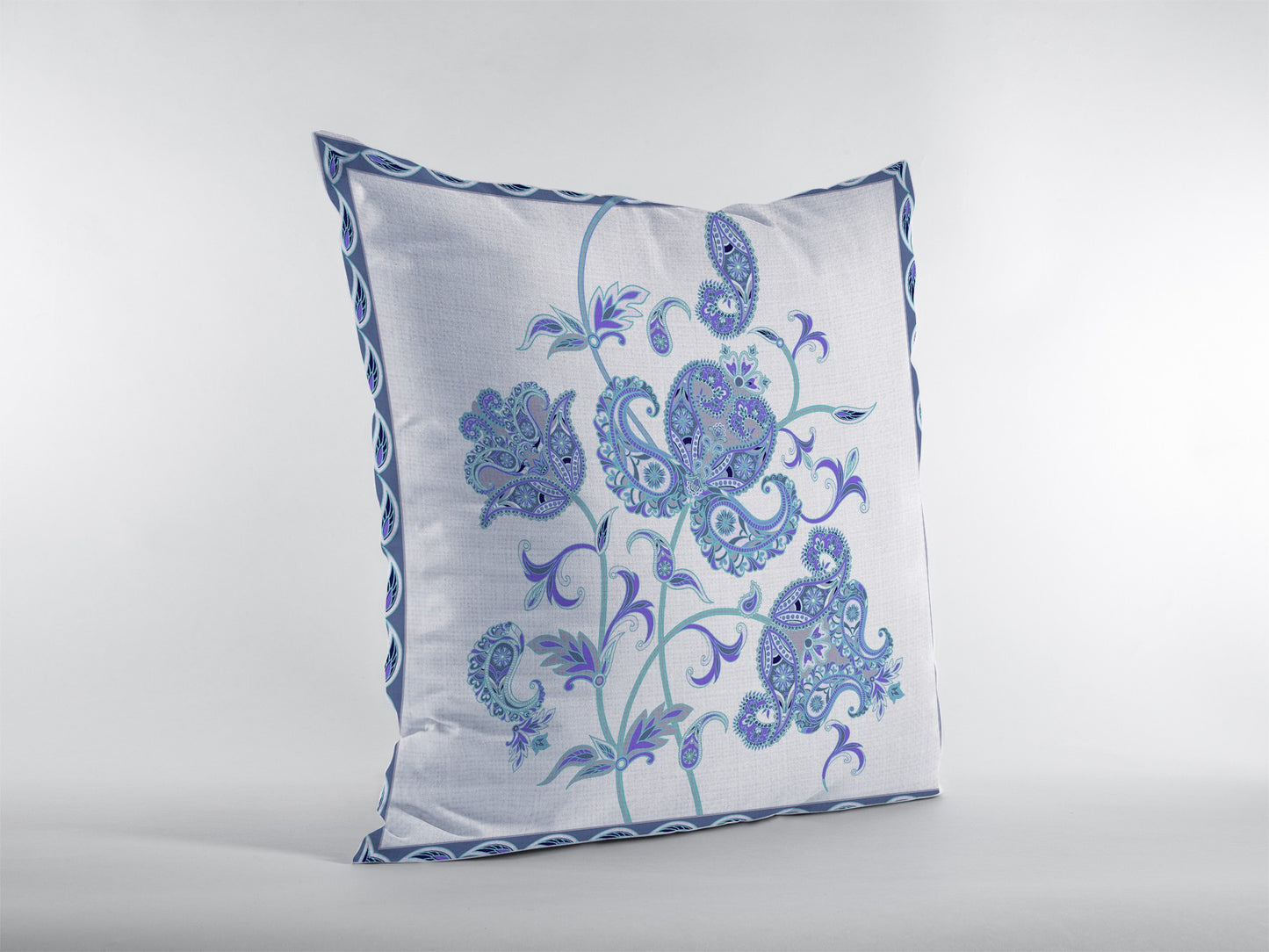 16” Blue White Wildflower Indoor Outdoor Throw Pillow