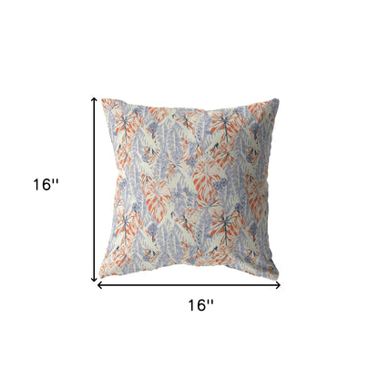 16" Orange Lavender Tropics Indoor Outdoor Throw Pillow