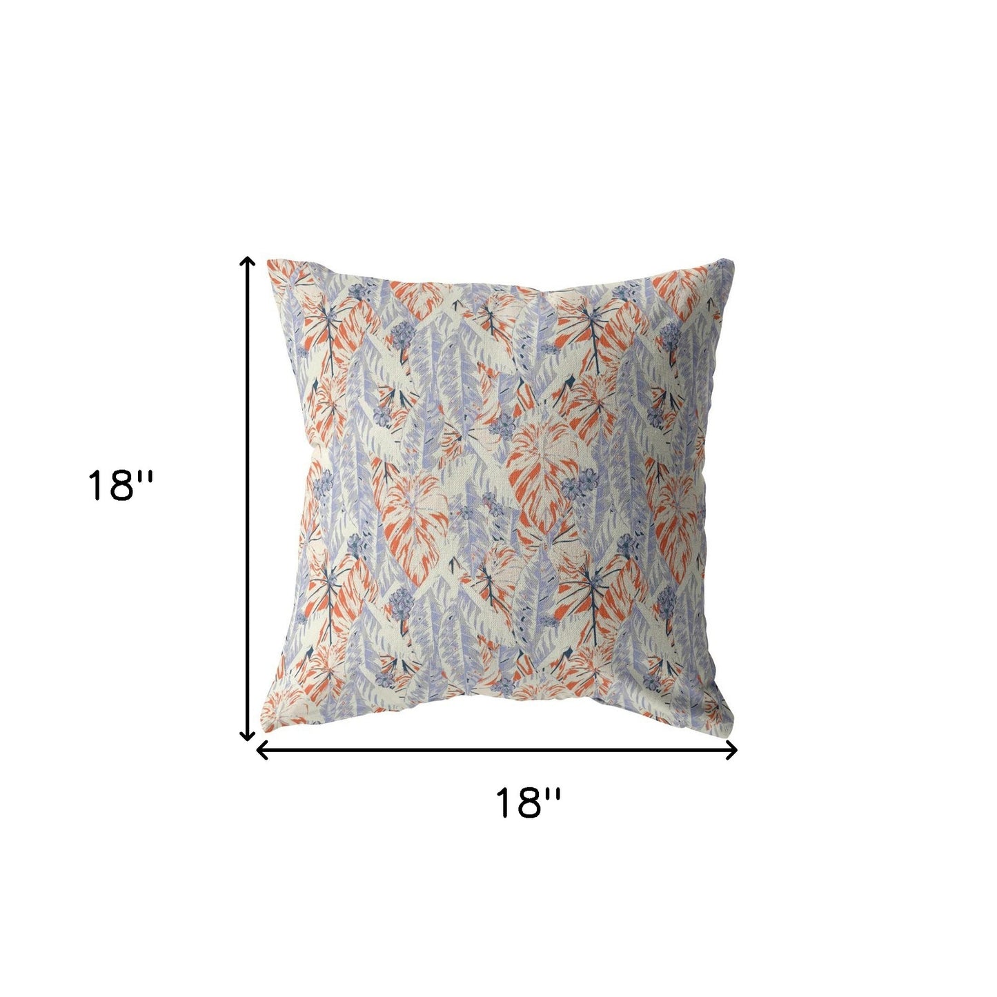 18" Orange Lavender Tropics Indoor Outdoor Throw Pillow