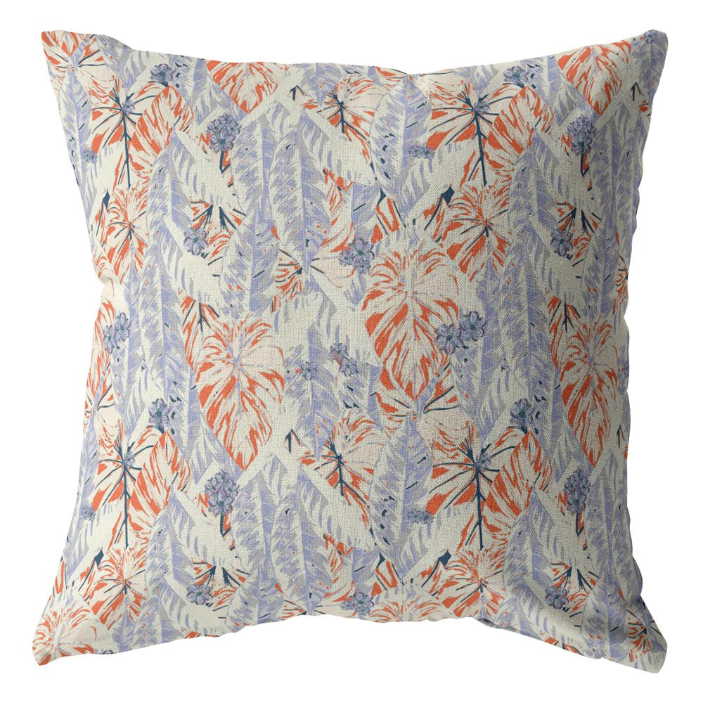 18" Orange Lavender Tropics Indoor Outdoor Throw Pillow