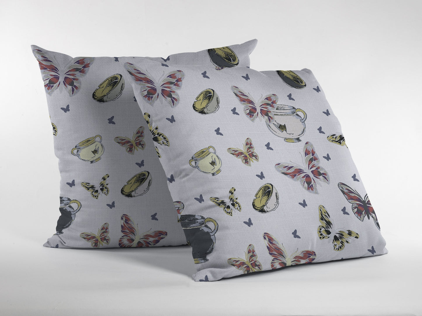 16" White Butterflies Indoor Outdoor Zippered Throw Pillow