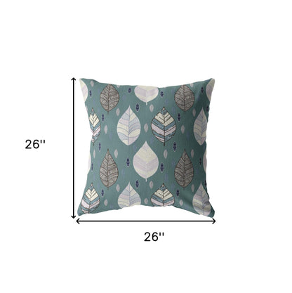 18” Pine Green Leaves Indoor Outdoor Zippered Throw Pillow