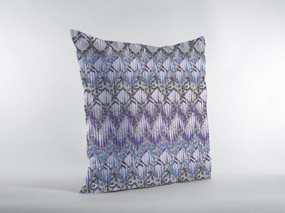 16” Purple Gray Hatch Indoor Outdoor Zippered Throw Pillow