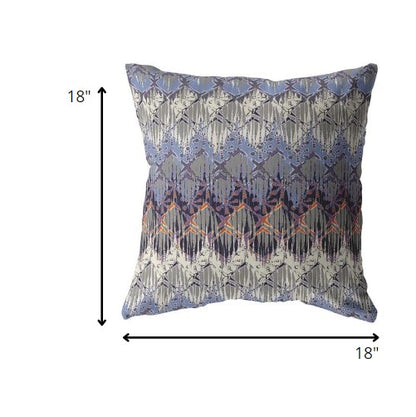 18” Blue Gray Hatch Indoor Outdoor Zippered Throw Pillow