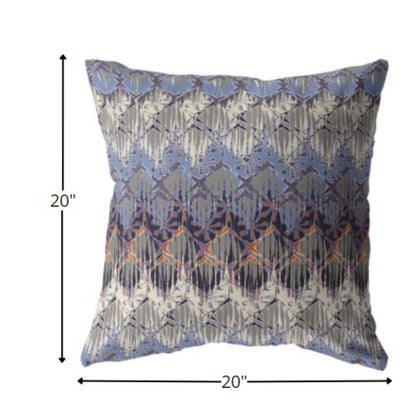 18” Blue Gray Hatch Indoor Outdoor Zippered Throw Pillow