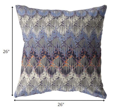 18” Blue Gray Hatch Indoor Outdoor Zippered Throw Pillow