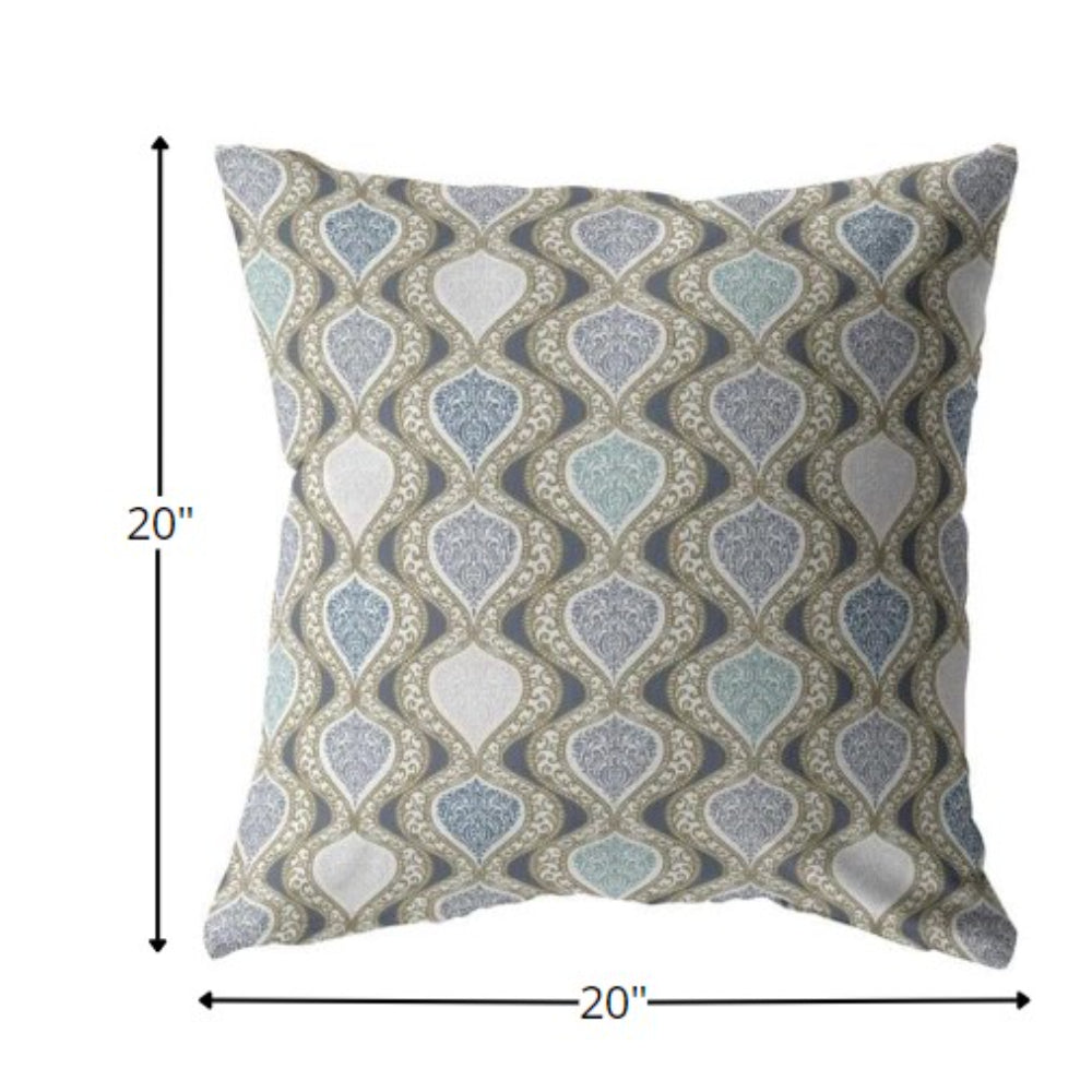 18” Gray Ogee Indoor Outdoor Zippered Throw Pillow