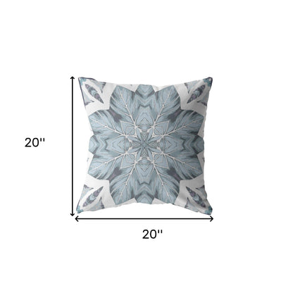 18" Blue Floral Forest Indoor Outdoor Zippered Throw Pillow