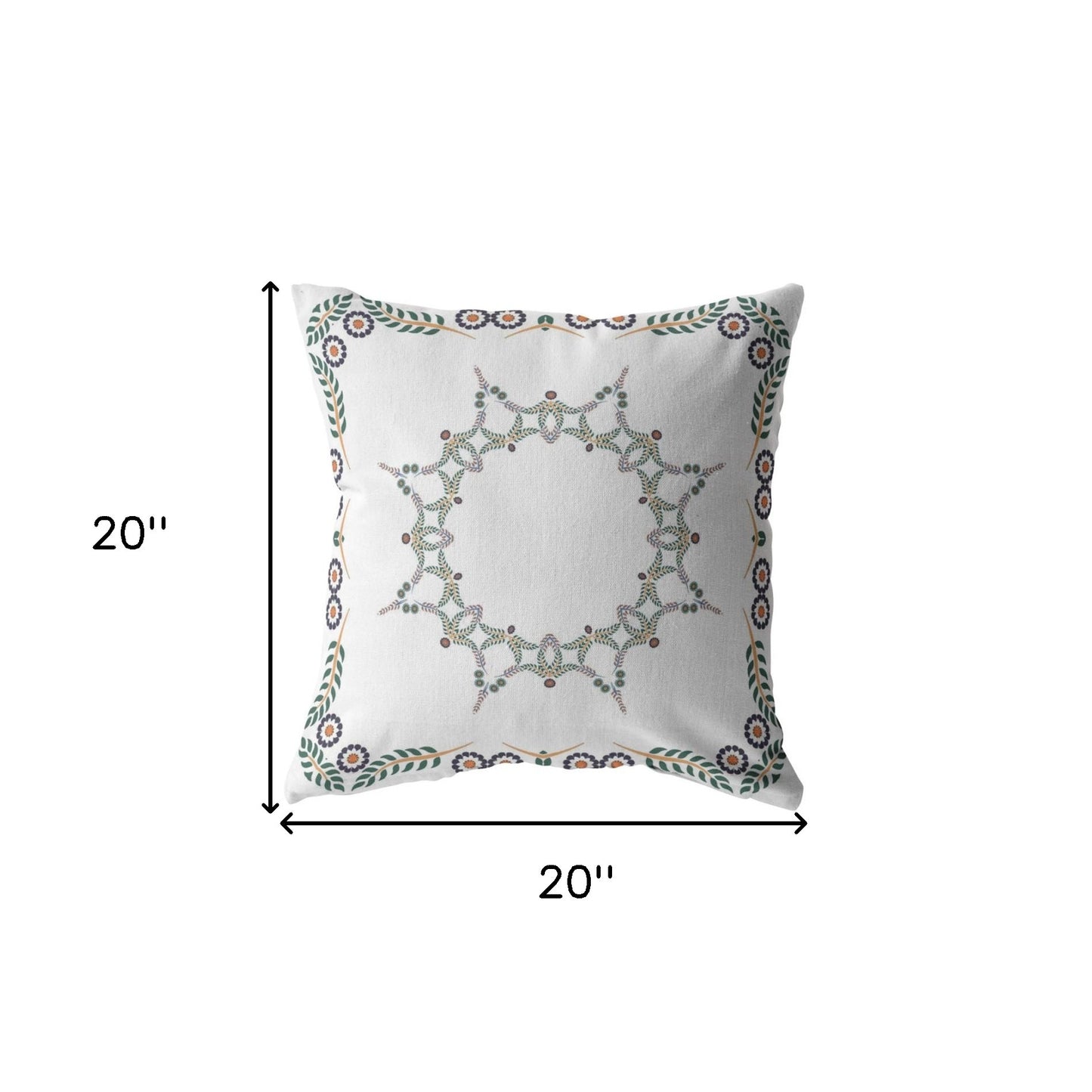 18" X 18" White Blown Seam Geometric Indoor Outdoor Throw Pillow