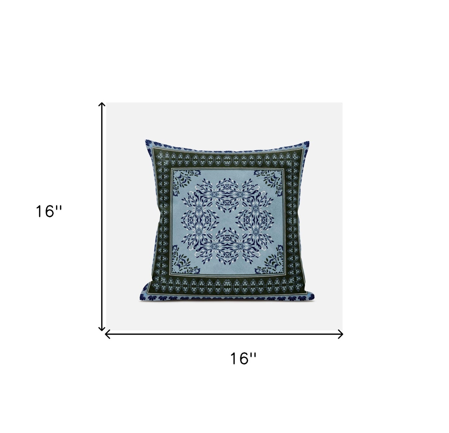 16" X 16" Light Blue Zippered Geometric Indoor Outdoor Throw Pillow