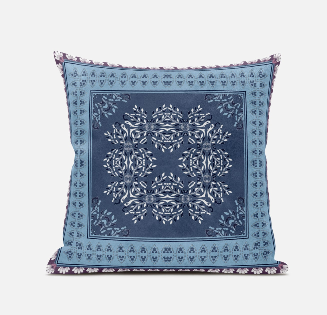 18" X 18" Magenta And Indigo Zippered Geometric Indoor Outdoor Throw Pillow