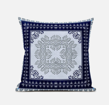 16" X 16" White And Green Zippered Geometric Indoor Outdoor Throw Pillow