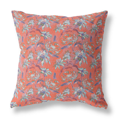 16” Orange Roses Indoor Outdoor Throw Pillow