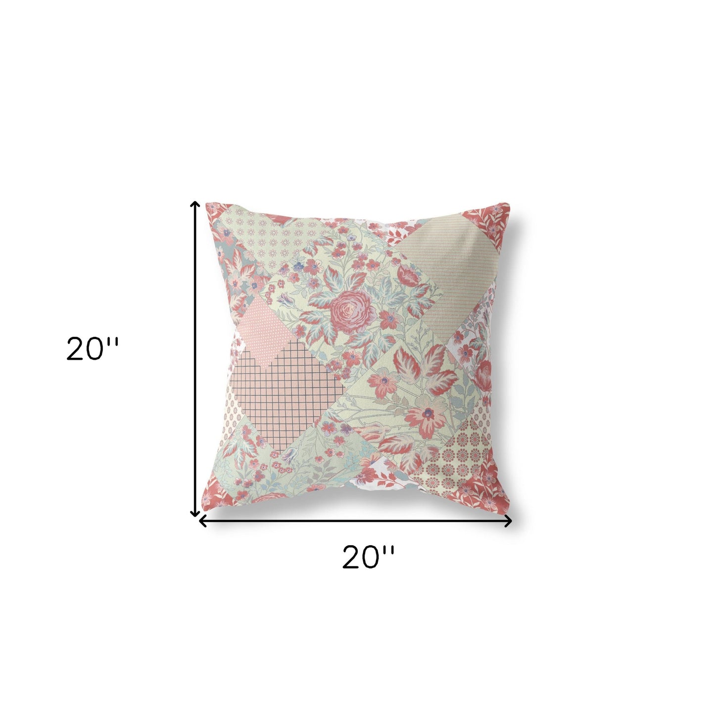 18" Peach Pink Floral Indoor Outdoor Throw Pillow