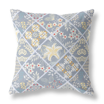 16?ǥ Gray Yellow Patch Indoor Outdoor Throw Pillow