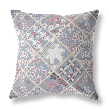 16?ǥ Gray Pink Patch Indoor Outdoor Throw Pillow