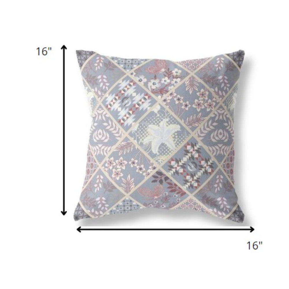 16?ǥ Gray Pink Patch Indoor Outdoor Throw Pillow