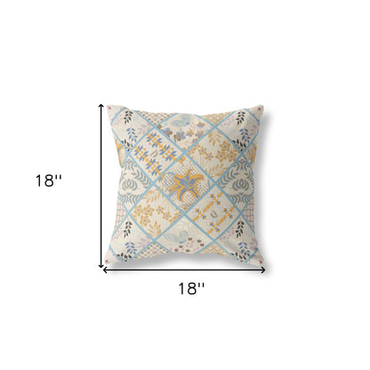 18” Gold Cream Patch Indoor Outdoor Throw Pillow