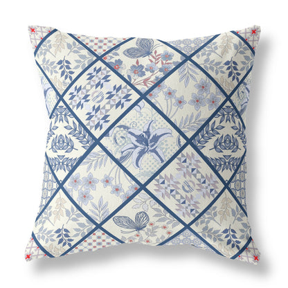 16?ǥ White Navy Patch Indoor Outdoor Throw Pillow