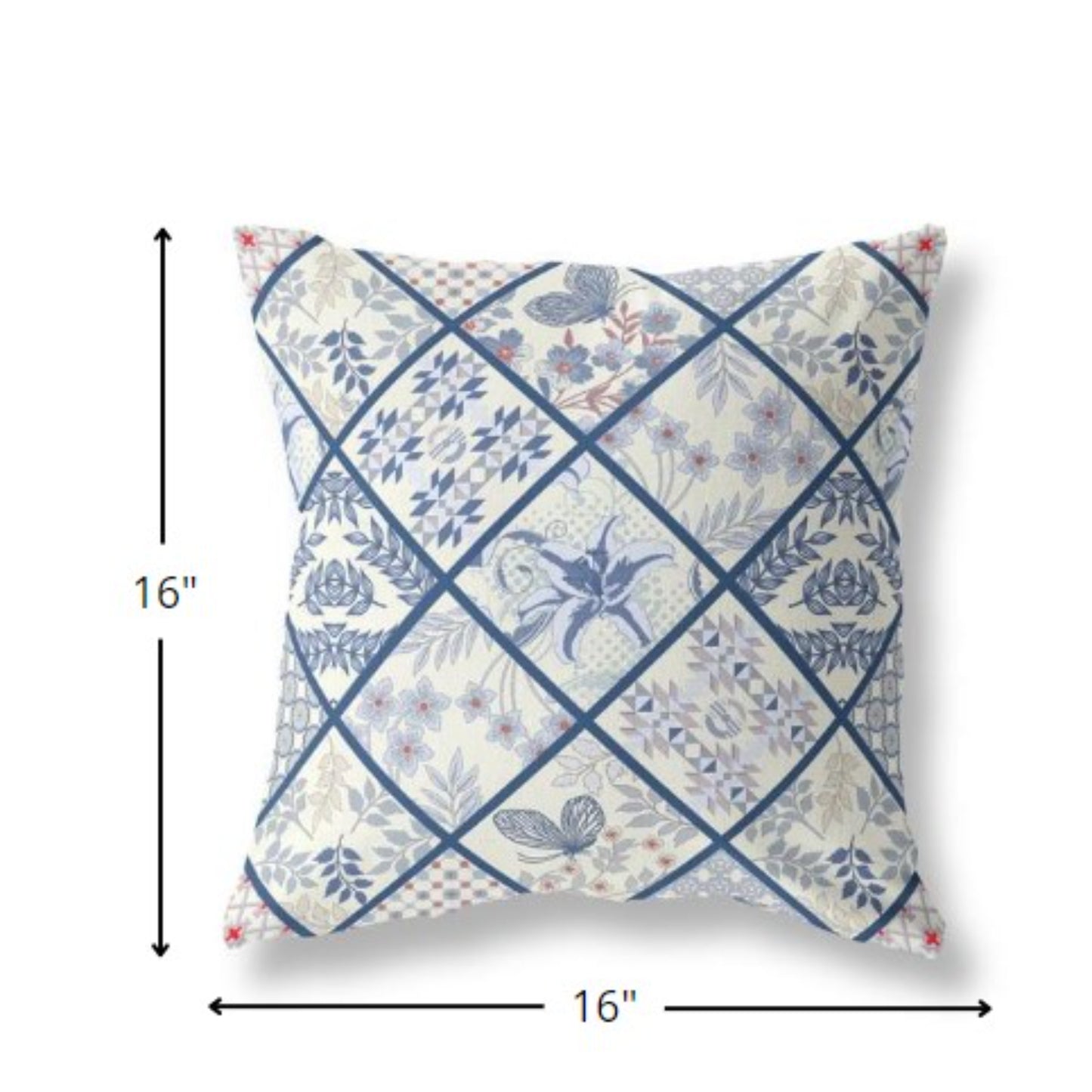 16?ǥ White Navy Patch Indoor Outdoor Throw Pillow