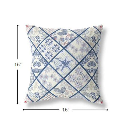 16?ǥ White Navy Patch Indoor Outdoor Throw Pillow