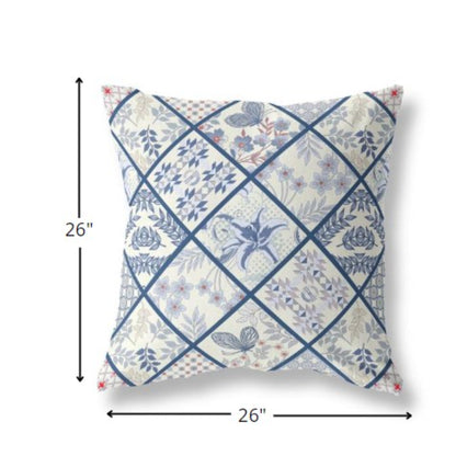 18” White Navy Patch Indoor Outdoor Throw Pillow